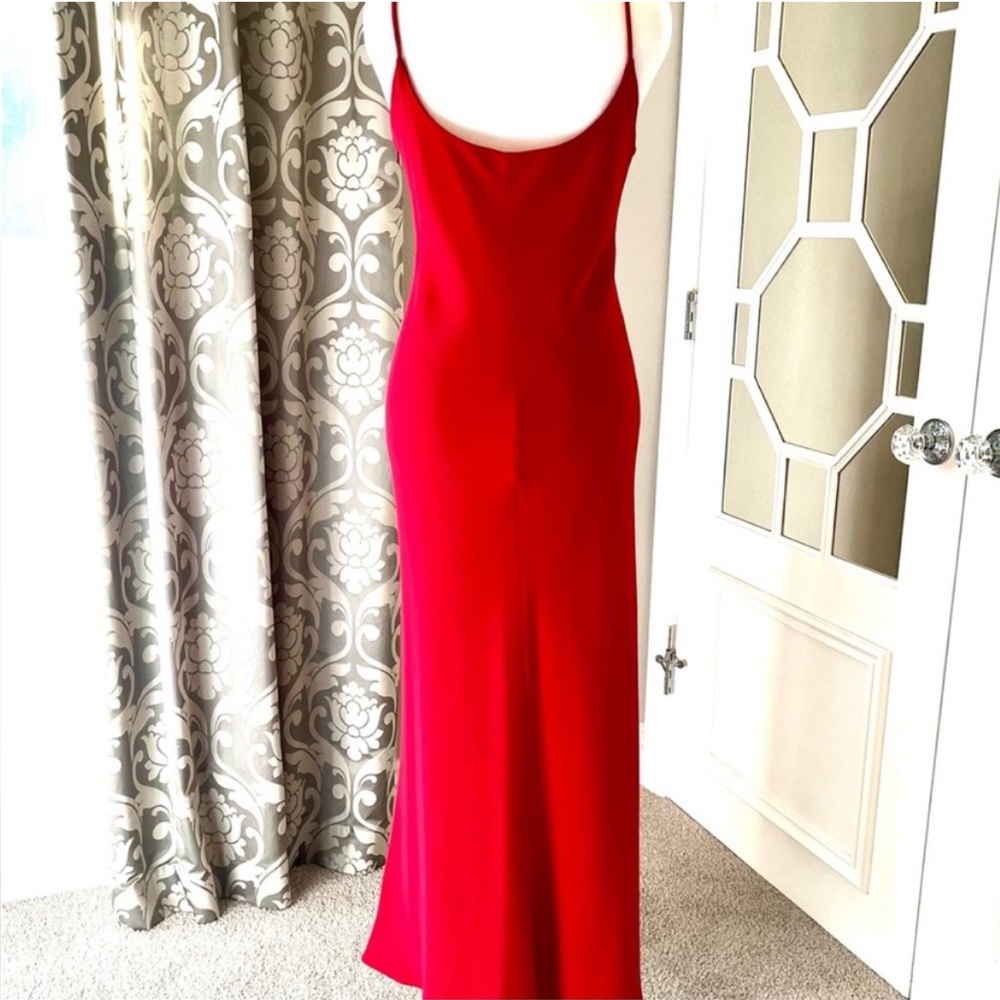JONES NEW YORK Stunning Red Evening Silky Midi Dress - Sz 12 - Picture 4 of 8